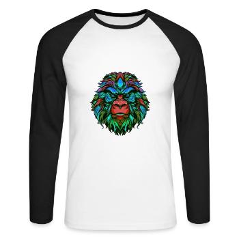 Gorilla Portrait Colorful - Unisex Long Sleeve Baseball T-Shirt - white/black - Front - Nik (191cm)