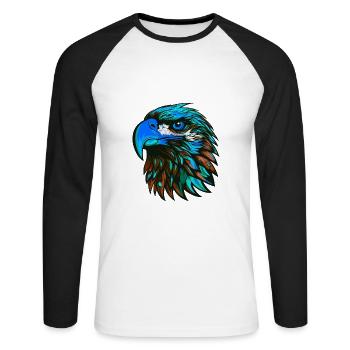 Eagle Portrait Colorful - Unisex Long Sleeve Baseball T-Shirt - white/black - Front - Nik (191cm)