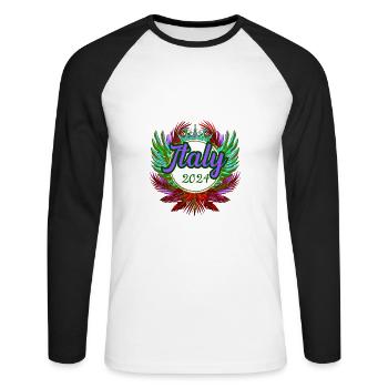 L’équipe d’Italie 2024 - T-shirt baseball manches longues Homme - blanc/noir - Devant - Nik (191cm)