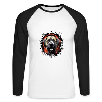 Portrait de chien Kangal - T-shirt baseball manches longues Homme - blanc/noir - Devant - Nik (191cm)
