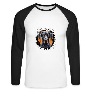 Great Dane Dog Portrait - Unisex Long Sleeve Baseball T-Shirt - white/black - Front - Nik (191cm)