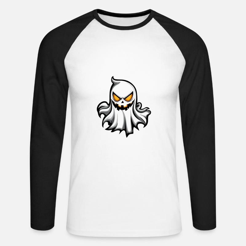 Geist Halloween Comic - Unisex Baseballshirt langarm - Weiß/Schwarz