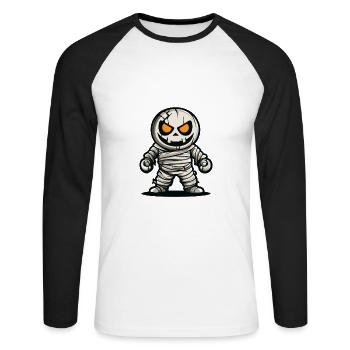 Mumie Halloween Comic - Unisex Baseballshirt langarm - Weiß/Schwarz - Vorne - Nik (191cm)