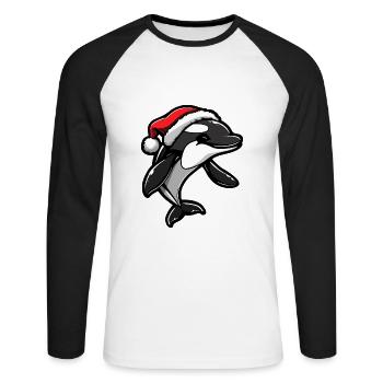 Wal Weihnachten - Unisex Baseballshirt langarm - Weiß/Schwarz - Vorne - Nik (191cm)