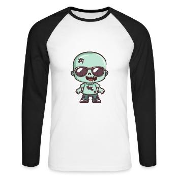 Zombie Halloween - T-shirt baseball manches longues Homme - blanc/noir - Devant - Nik (191cm)