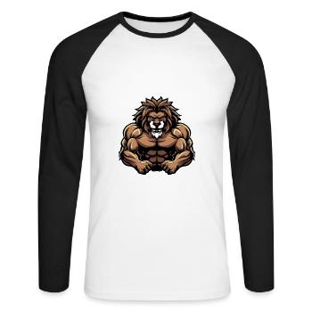 Leo Muscles Bodybuilding - Unisex Long Sleeve Baseball T-Shirt - white/black - Front - Nik (191cm)