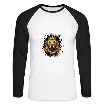 Golden Retriever Dog Head Portrait Crown - Unisex Long Sleeve Baseball T-Shirt - white/black - Front - Nik (191cm)