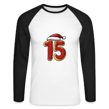15 Numéro Noël - T-shirt baseball manches longues Homme - blanc/noir - Devant - Nik (191cm)