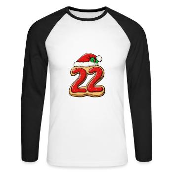 22 Nombre Noël - T-shirt baseball manches longues Homme - blanc/noir - Devant - Nik (191cm)