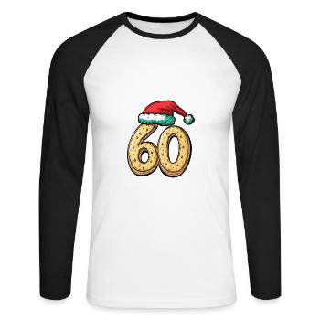 60 Numéro Noël - T-shirt baseball manches longues Homme - blanc/noir - Devant - Nik (191cm)