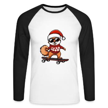 Squirrel Christmas Funny - Unisex Long Sleeve Baseball T-Shirt - white/black - Front - Nik (191cm)