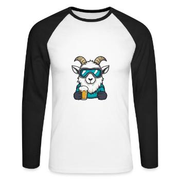 Bergziege Ski Bier - Unisex Baseballshirt langarm - Weiß/Schwarz - Vorne - Nik (191cm)