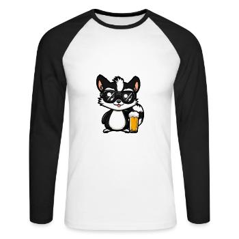 Skunk Ski Beer - Unisex Long Sleeve Baseball T-Shirt - white/black - Front - Nik (191cm)