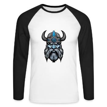 Wikinger Kopf Valhalla Odin - Unisex Baseballshirt langarm - Weiß/Schwarz - Vorne - Nik (191cm)