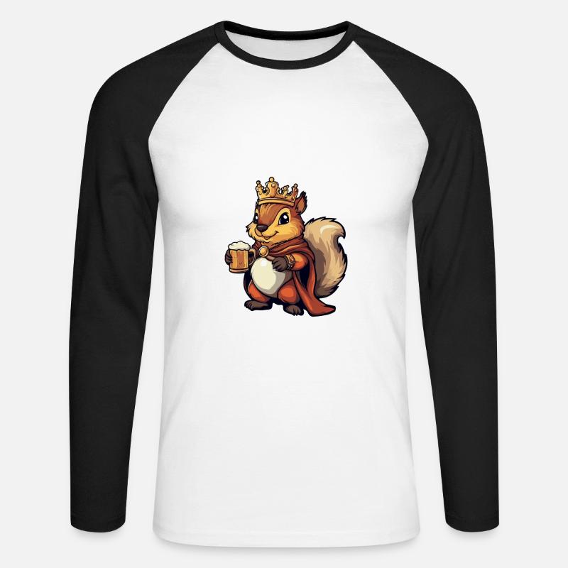 Eichhörnchen Bier Lustig - Unisex Baseballshirt langarm - Weiß/Schwarz