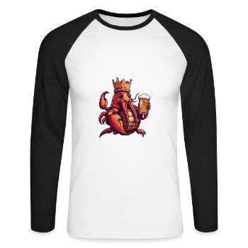 Hummer Krebs Bier Lustig - Unisex Baseballshirt langarm - Weiß/Schwarz - Vorne - Nik (191cm)