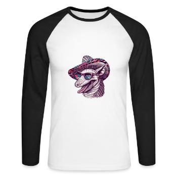 Armadillo Funny Sombrero - T-shirt baseball manches longues Homme - blanc/noir - Devant - Nik (191cm)