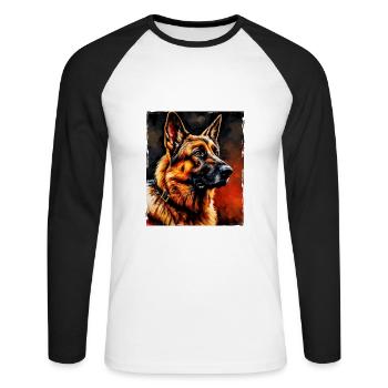 German Shepherd Dog Portrait - Unisex Long Sleeve Baseball T-Shirt - white/black - Front - Nik (191cm)