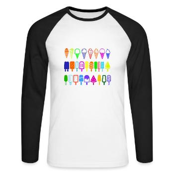 Eis am Stil in vielen Farben - Unisex Baseballshirt langarm - Weiß/Schwarz - Vorne - Nik (191cm)