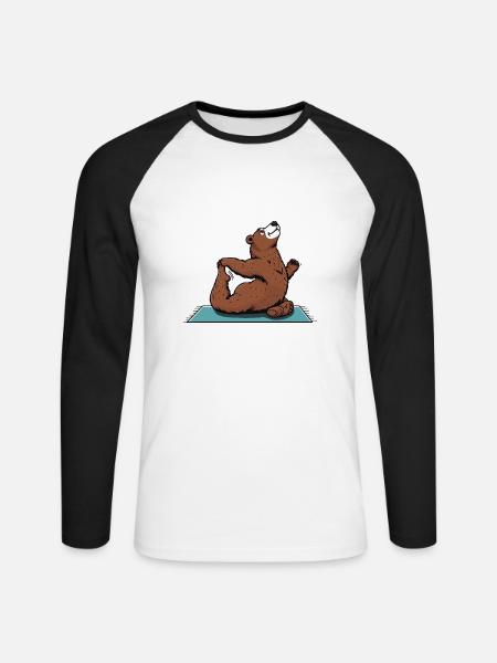 Yoga Bär - Unisex Baseballshirt langarm - Weiß/Schwarz
