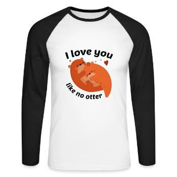 I Love You Like No Otter - Unisex Baseballshirt langarm - Weiß/Schwarz - Vorne - Nik (191cm)