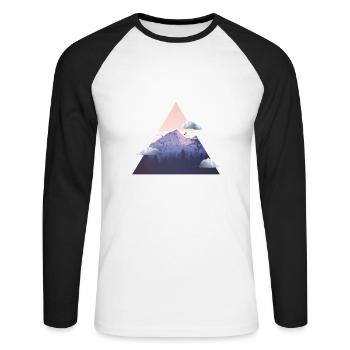Mountain with clouds - Unisex Long Sleeve Baseball T-Shirt - white/black - Front - Nik (191cm)