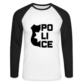 Police (halved service mark) - Unisex Long Sleeve Baseball T-Shirt - white/black - Front - Nik (191cm)