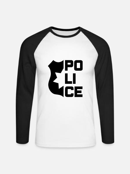 Police (halved service mark) - Unisex Long Sleeve Baseball T-Shirt - white/black