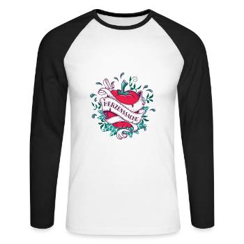 Paprika-Herz für Veganer Vegetarier nachhaltig - Unisex Baseballshirt langarm - Weiß/Schwarz - Vorne - Nik (191cm)