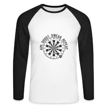 Dart & Bier Lustiger Darts Spruch - Unisex Baseballshirt langarm - Weiß/Schwarz - Vorne - Nik (191cm)