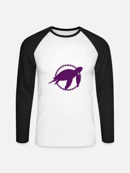 Turtle / Reptile - Reptile - Unisex Long Sleeve Baseball T-Shirt - white/black