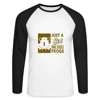 Frog - Amphibian Animal - Unisex Long Sleeve Baseball T-Shirt - white/black - Front - Nik (191cm)