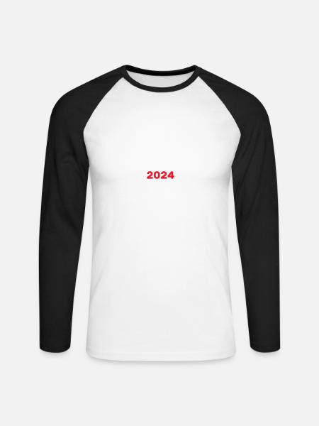 2024 Heart - Unisex Long Sleeve Baseball T-Shirt - white/black