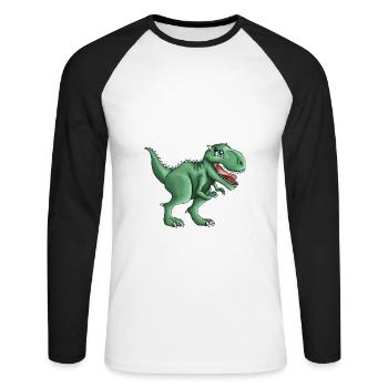 T-rex Tyrannosaurus Rex Dino Illustration - Unisex Long Sleeve Baseball T-Shirt - white/black - Front - Nik (191cm)