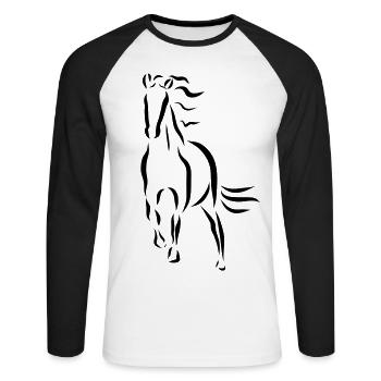 galloping horse Stallion Mare drawing - Unisex Long Sleeve Baseball T-Shirt - white/black - Front - Nik (191cm)
