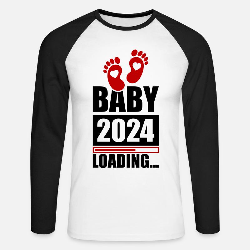 Baby 2024 Loading - Unisex Baseballshirt langarm - Weiß/Schwarz
