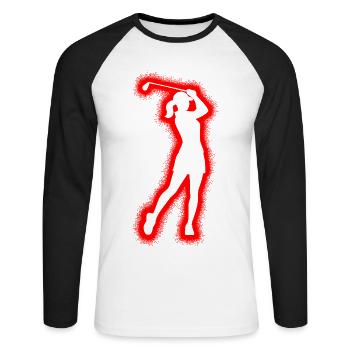 Golfer Golfspieler Golfen Mädchen Damen Golf - Unisex Baseballshirt langarm - Weiß/Schwarz - Vorne - Nik (191cm)