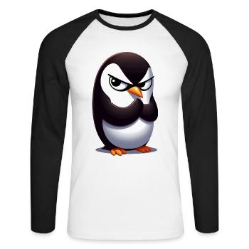 Penguin Funny Animals - Unisex Long Sleeve Baseball T-Shirt - white/black - Front - Nik (191cm)