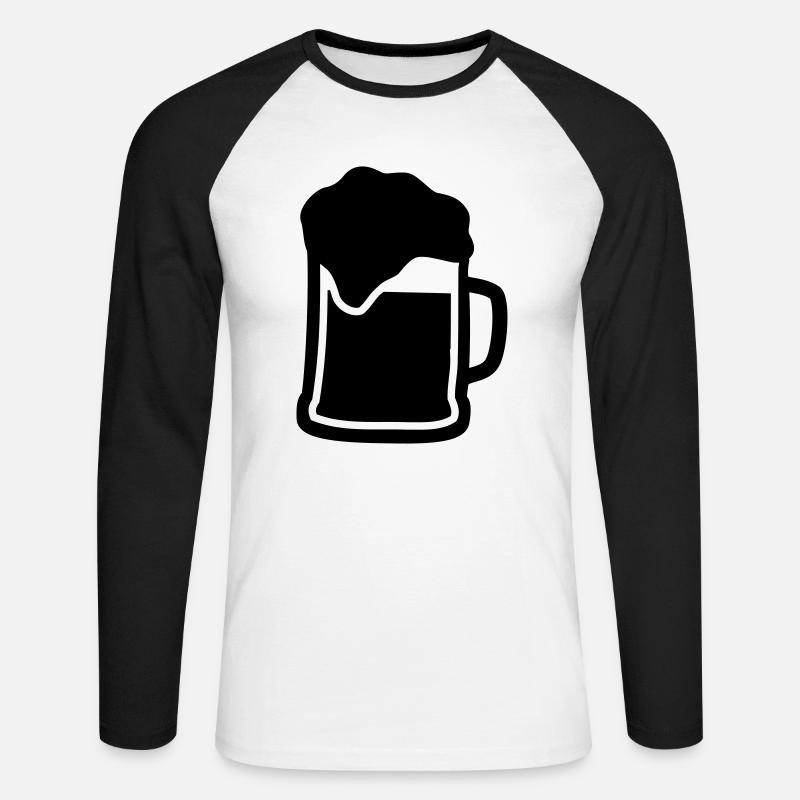 Bier - Unisex Baseballshirt langarm - Weiß/Schwarz