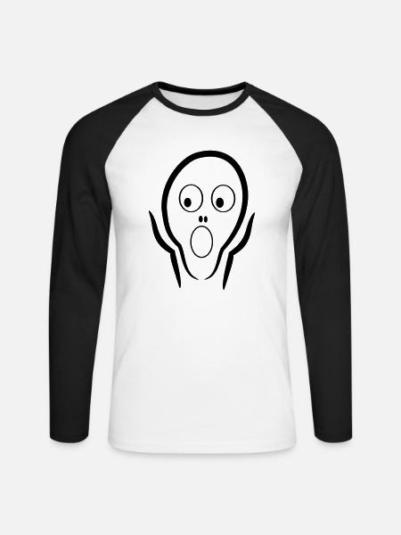 Der Schrei - Unisex Baseballshirt langarm - Weiß/Schwarz