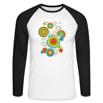 Disco 73 - Unisex Baseballshirt langarm - Weiß/Schwarz - Vorne - Nik (191cm)