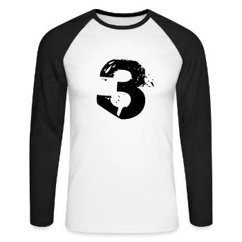 3 - Unisex Baseballshirt langarm - Weiß/Schwarz - Vorne - Nik (191cm)