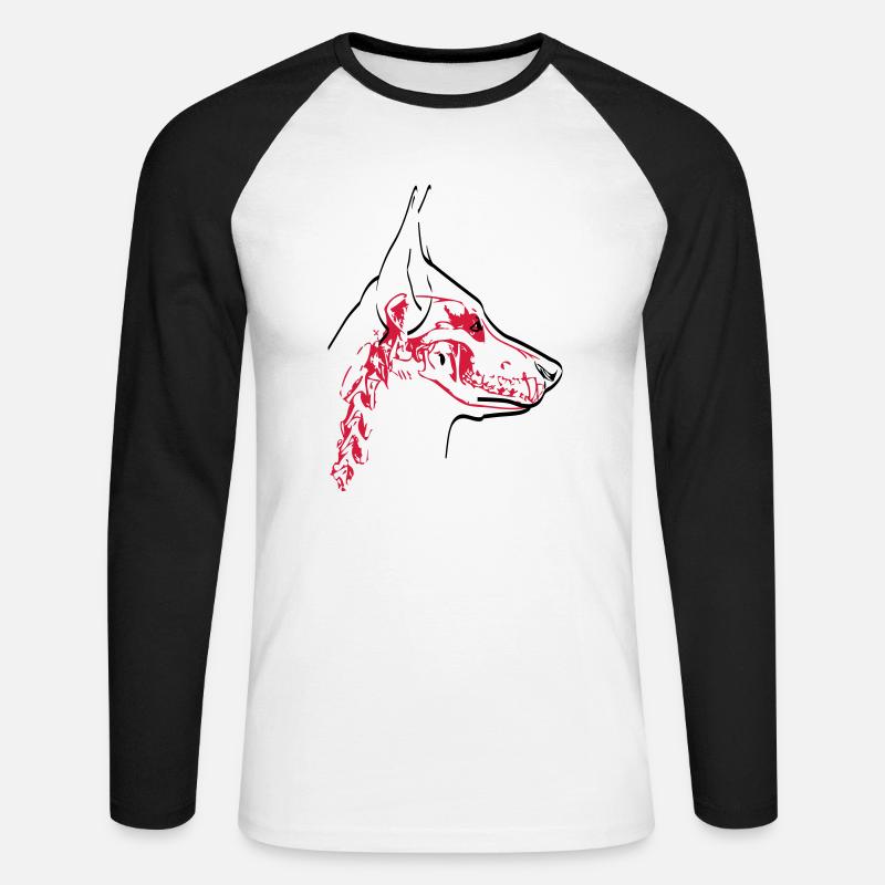 Hunde Skull - Unisex Baseballshirt langarm - Weiß/Schwarz