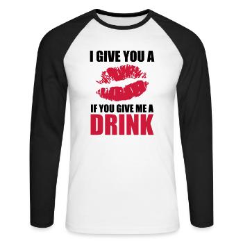 I Give You A kiss - Unisex Baseballshirt langarm - Weiß/Schwarz - Vorne - Nik (191cm)