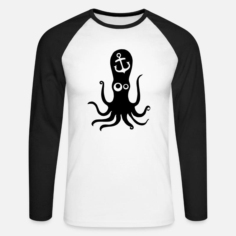 Anker mit Nautilus - Unisex Baseballshirt langarm - Weiß/Schwarz