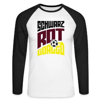 Schwarz Rot Goaled - Unisex Long Sleeve Baseball T-Shirt - white/black - Front - Nik (191cm)