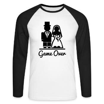 T-shirt Game Over. Je suis marié. - T-shirt baseball manches longues Homme - blanc/noir - Devant - Nik (191cm)
