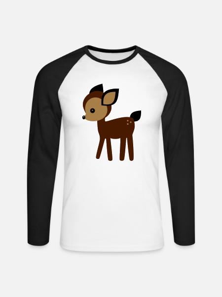 Rehkitz - Unisex Baseballshirt langarm - Weiß/Schwarz