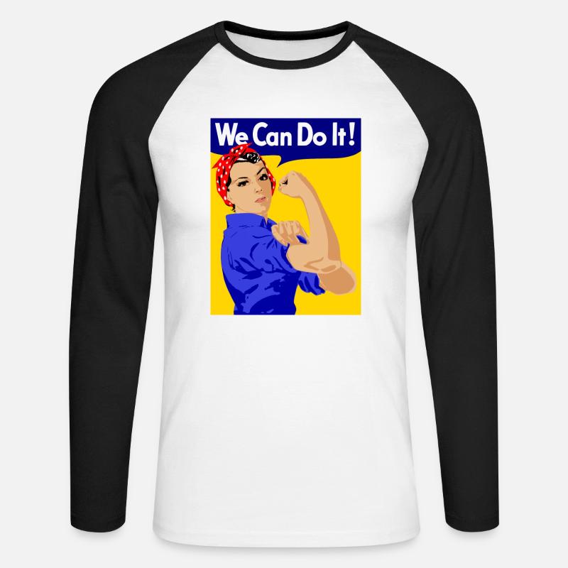 we can do it - Unisex Baseballshirt langarm - Weiß/Schwarz