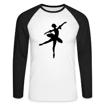 Danseuse de ballet vecteur Silhouette - T-shirt baseball manches longues Homme - blanc/noir - Devant - Nik (191cm)